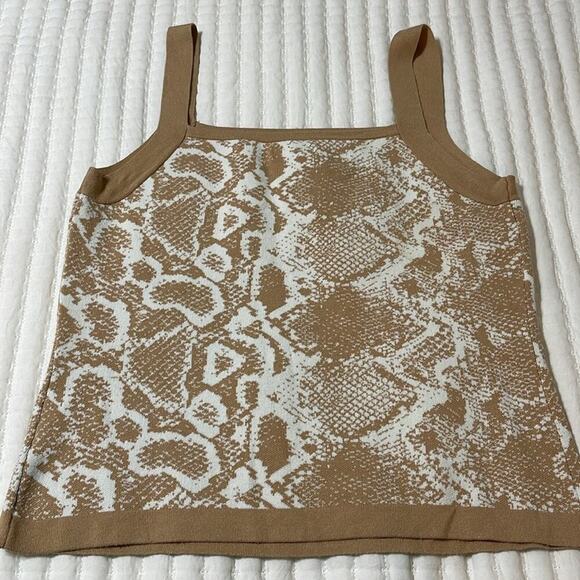 Nine West Tan and White Print Tank Sweater Size L - Picture 2 of 4
